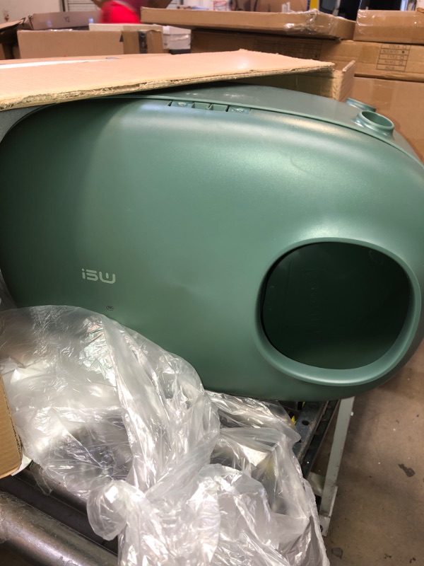 Photo 1 of MS!MAKE SURE Cat Litter Box, Enclosed Design, Large Space Litter Box with Lid, Prevent Sand Leakage and Isolate Odors, Easy to Clean, with Cat Litter Scoop - Moss Green
