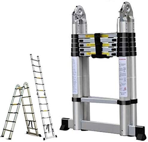 Photo 1 of 16.5FT Aluminum Telescoping Extension Ladder 330lbs Max Capacity A-Frame Lightweight Portable Multi-Purpose Folding with Support Bar Anti-Slip EN131 Certificated
