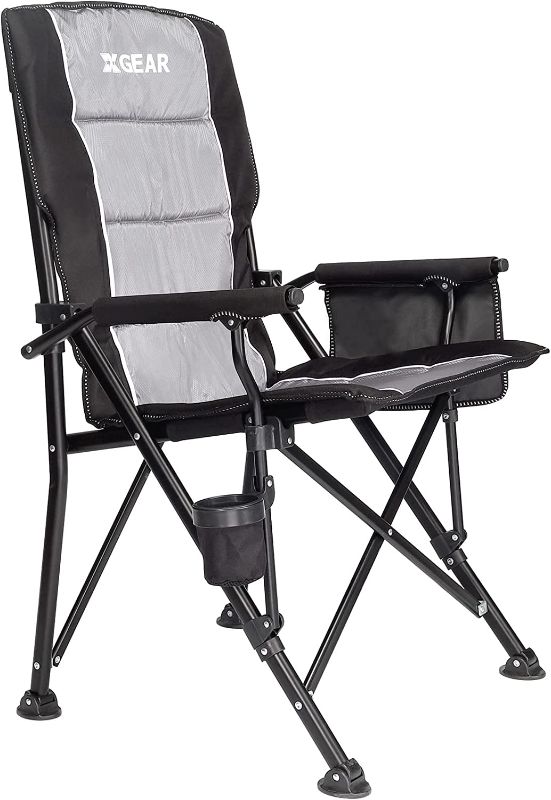 Photo 1 of XGEAR Outdoor Padded Camping Chair Lawn Chair Padding Camping Chair with High Back XL Size (Black)
