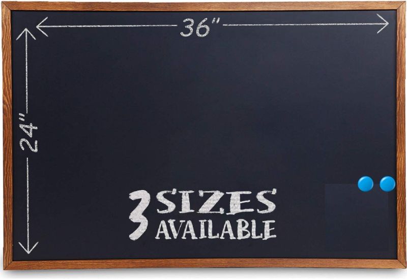 Photo 1 of 24 x 36 Magnetic Chalkboard Blackboard - Large Hanging Framed Wall Chalk Board w/Wooden Frame - Rustic 2x3 Wall Black Board to Use at Home, Office, and Restaurant Sign - Includes Magnets
