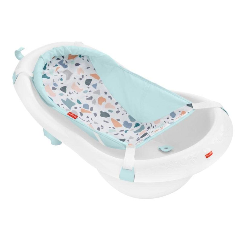 Photo 1 of Fisher-Price Baby to Toddler Bath 4-In-1 Sling ‘N Seat Tub with Removable Infant Support and 2 Toys, Pacific Pebble
