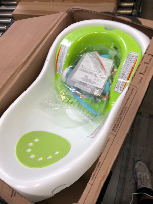 Photo 2 of Fisher-Price Baby to Toddler Bath 4-In-1 Sling ‘N Seat Tub with Removable Infant Support and 2 Toys, Pacific Pebble
