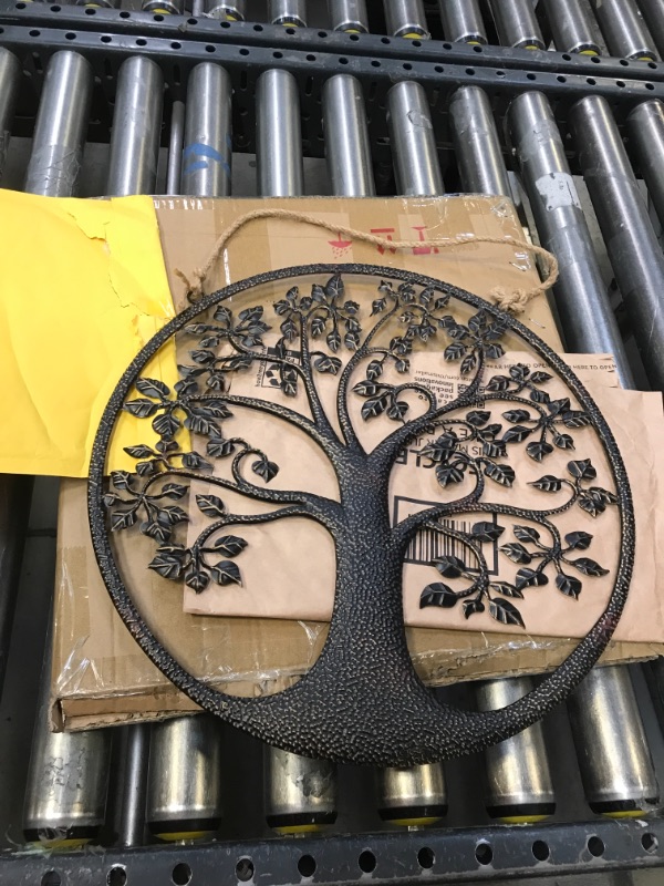 Photo 3 of Tree of Life Metal Wall Art, 15.75” Tree of Life Wall Hanging, Circle of Life-Metal Tree Wall Art, Rustic Metal Tree Wall Sculpture for Living Room Bedroom Indoor Outdoor Garden Decoration, Black 15.75 inch