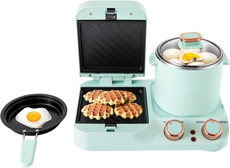 Photo 1 of 3 in 1 Multifunctional Breakfast Station,Food Steamer,Boiling Pot,Retro Household Breakfast Maker,Mini Electric toaster,for Home Kitchen