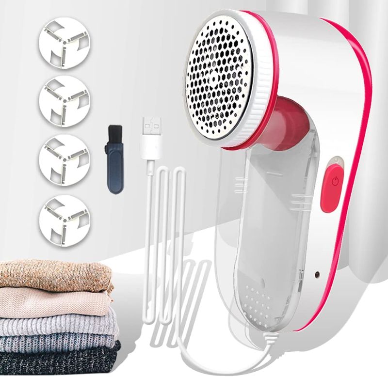 Photo 1 of Nayoge Electric Lint Remover,Fabric Shaver,Fuzz Remover,Quickly and Effectively Remove Pilling of Clothes,Sweaters,Couch,Bed Sheets,Socks and Other Fabric,4 Stainless Steel Blades,USB Powered