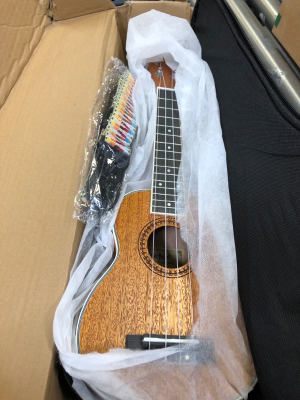 Photo 2 of Everjoys Soprano Ukulele Mahogany 21 inch - Professional Wooden Ukelele Instrument Kit With Gig Bag Strap Picks Strings Free Online Lessons All in One Kit
