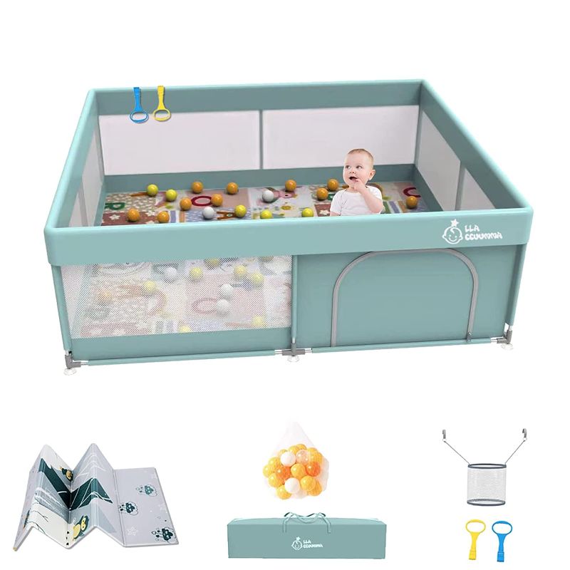 Photo 1 of BABY PLAYPEN Baby Playpen with Mat,Playpen for Babies and Toddlers,71”x59”Extra Large Baby Playpen,Sturdy Safety Indoor & Outdoor Kids Activity Play Center with Anti-Slip Suckers and Zipper Gate.
