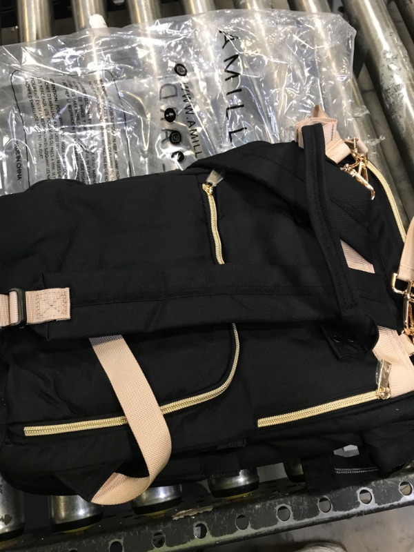 Photo 3 of AMILLIARDI Diaper Bag Backpack - 6 INSULATED Bottle Holders - Detachable Stroller Straps (Black)