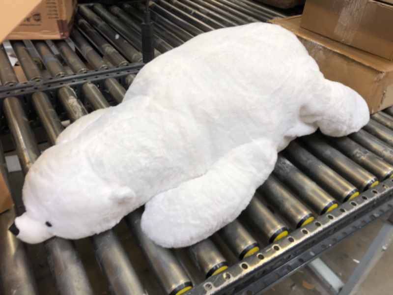 Photo 1 of Harrycle 39.4 Inch Polar Bear Stuffed Animal Large White Bear Plush Toy Lying Polar Bear Pillow Kawaii Plushies Squishy Cuddle Bear Pillow for Boys Girls Sleeping Birthday Gift