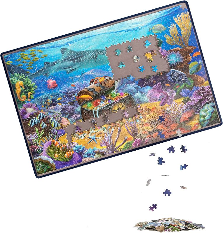 Photo 1 of Becko Jigsaw Puzzle Board Portable Puzzle Mat for Puzzle Storage Puzzle Saver, Non-Slip Surface, Up to 1000 Pieces (Gray)
