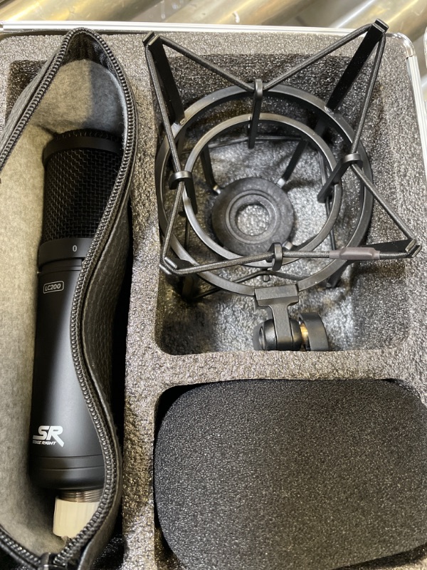 Photo 2 of Monoprice Large Studio Condenser Microphone - Multi-Pattern with 34mm Capsule, Shock Mount and Hard Carrying Case, LC200 - Stage Right Series