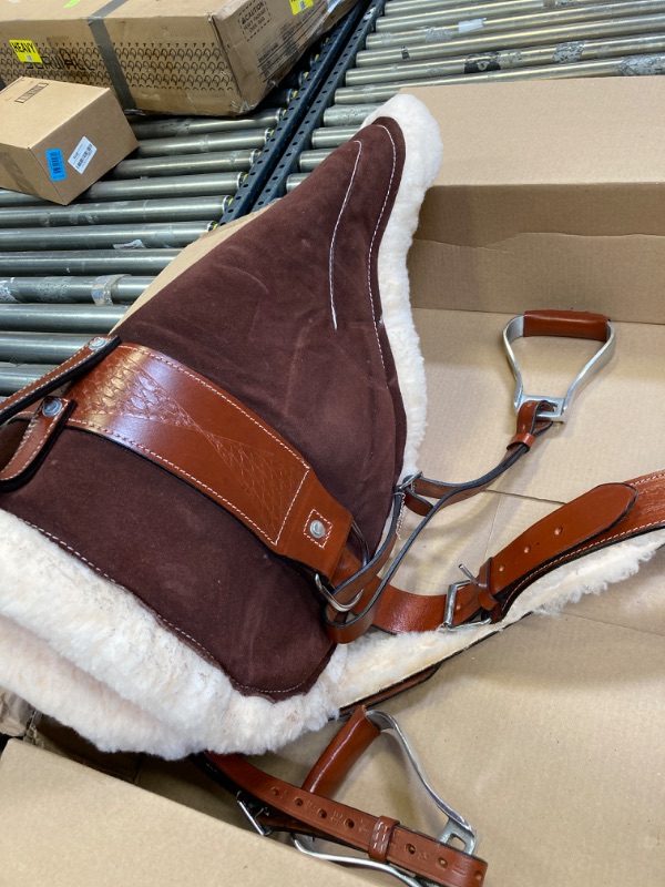 Photo 2 of Acerugs New Western English Horse Riding Bareback PAD Premium TREELESS Saddle Leather Stirrups Comfy Horse Saddle TACK Brown