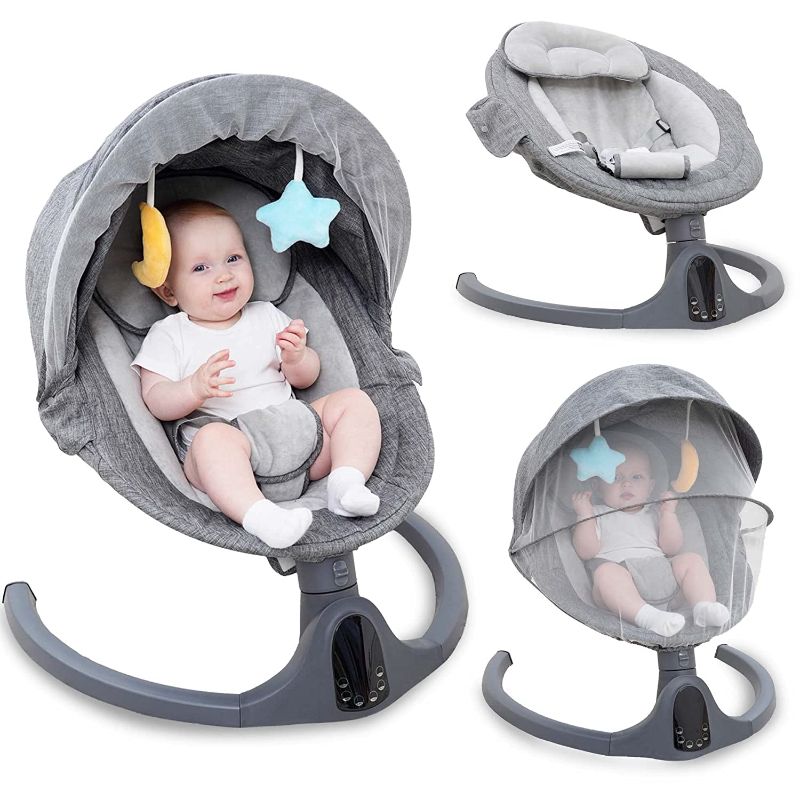 Photo 1 of NAPEI Baby Swing for Infants to Toddler,Electric Portable Baby Swing and Bouncer,Bluetooth Infant Swing for Newborn with Remote Control,10 Music,5 Speed,3 Seat Position,Baby Rocker for Baby 0-24 Month
