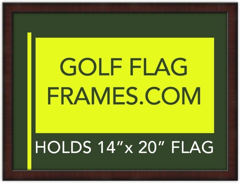 Photo 1 of 17x23 Mahogany Color Golf Flag Frame, Moulding brn-002, Green Mat (holds 14x20 PGA, Ryder Cup, US Open Golf Flags; flag not incl)
