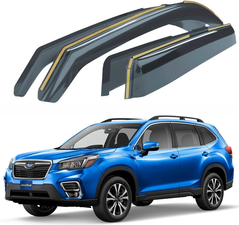 Photo 1 of Goodyear Shatterproof in-Channel Window Deflectors for Subaru Forester 2019-2023, Rain Guards, Window Visors for Cars, Vent Deflector, Car Accessories, 4 pcs - GY003473
