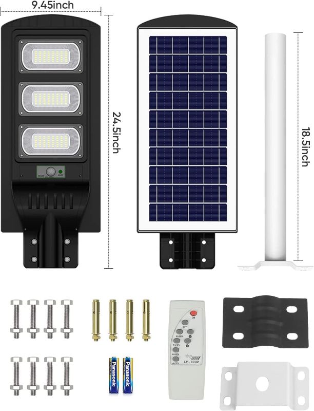 Photo 1 of Teiisuoa 180W Solar Street Light Outdoor, 12000LM IP66 Waterproof Solar Motion Sensor Lights, Dusk to Dawn Solar LED Light Lamp with Remote Control for Parking Lot, Yard, Path, Garage & Garden