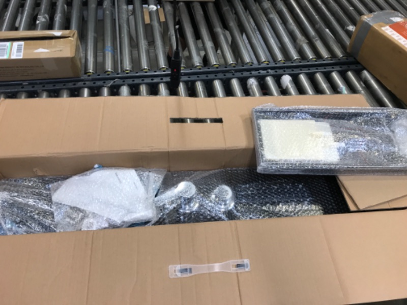 Photo 1 of FCOTEEU Shower Panel Tower System Bathroom Shower Tower with LED Rainfall Waterfall Shower Head Body Massage Jet Areas Handheld Shower Tub Spout Stainless Steel Shower Column Brushed Gold