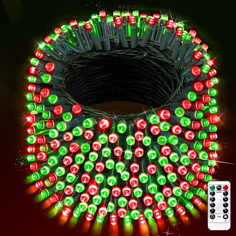 Photo 1 of 403ft Christmas String Lights Outdoor, 1000 LED Super Long String Lights with Remote 8 Modes & Memory Timer Green Wire Twinkle Fairy Lights Decor for Home Xmas Party Wedding Garden(Red+Green)
