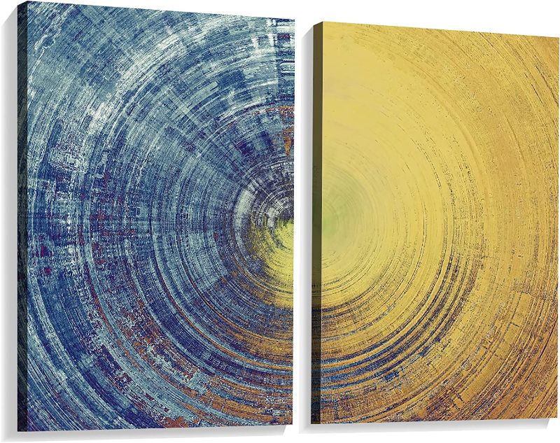 Photo 1 of AGO Abstract Blue and Yellow Wall Art Paintings Poster and Prints Modern Canvas Wall Art Pictures for Living Room Bathroom Bedroom Wall Decor Framed 16X24in
