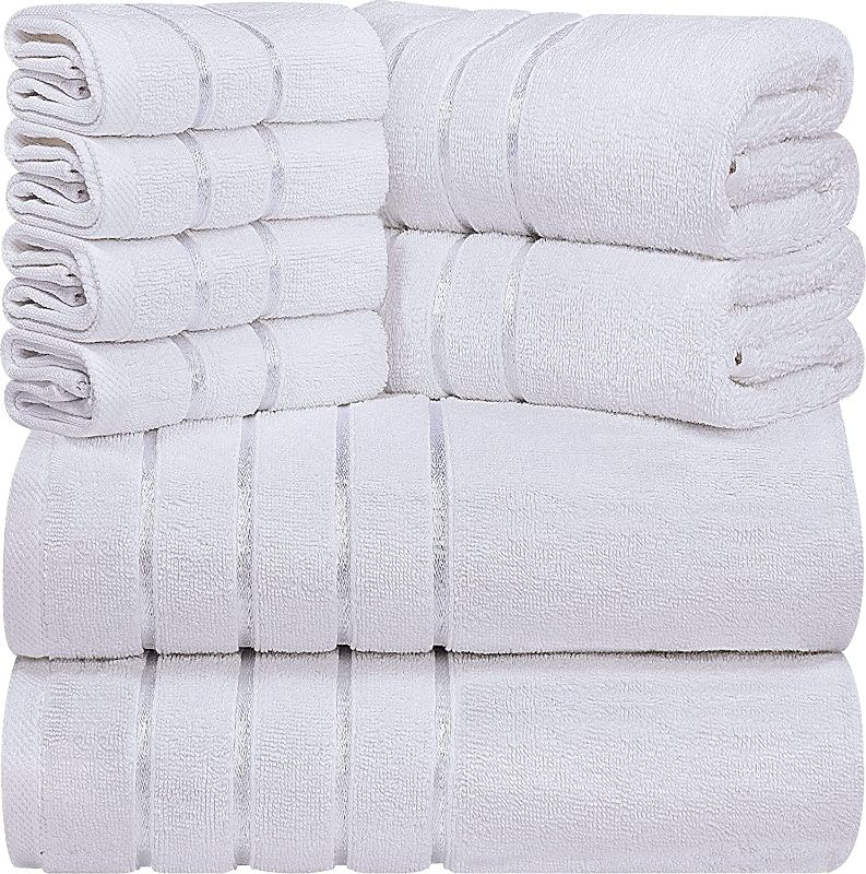 Photo 1 of 600 GSM Viscose Stripe Luxury Towels By Utopia Towels (White)