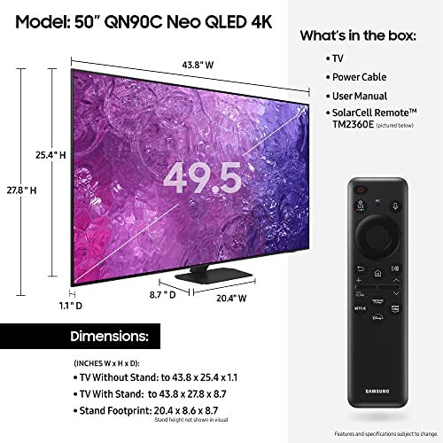 Photo 2 of SAMSUNG 50-Inch Class Neo QLED 4K QN90C Series Neo Quantum HDR, Dolby Atmos, Object Tracking Sound Lite, Anti-Glare, Gaming Hub, Q-Symphony, Smart TV