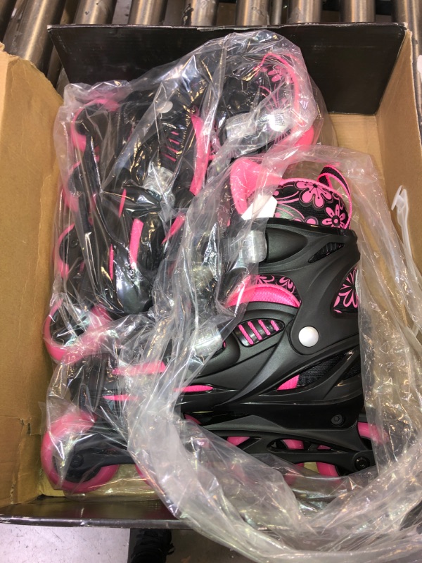 Photo 3 of High Bounce Adjustable Inline Skate for Adults and Kids Lightweight Skates with Smooth Gel Wheels Pink Large (1.5-4.5) - Big Kid size 6-9 