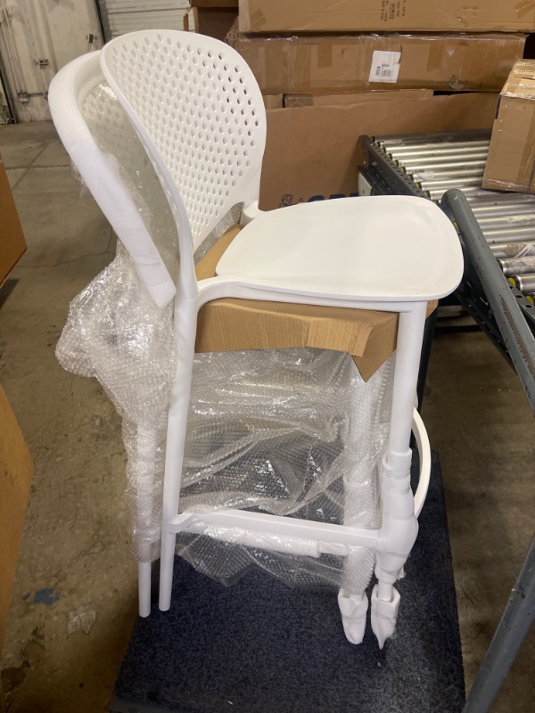 Photo 1 of 2PC WHITE PATIO HIGHCHAIR STOOL