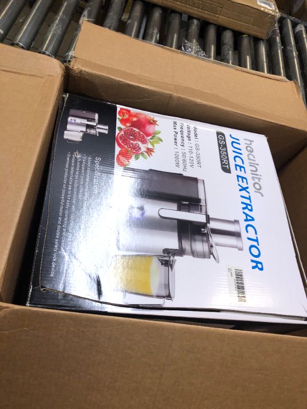 Photo 3 of 1000W 3-SPEED LED Centrifugal Juicer Machines Vegetable and Fruit, Healnitor Juice Extractor with Stainless Steel 3.5" Big Mouth, Easy Clean, BPA-Free, High Juice Yield, Silver