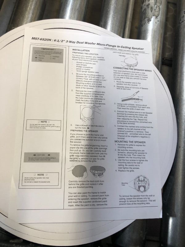 Photo 3 of 6-1/2" 3 way dual woofer micro flange in ceiling speaker -item may not be functional 