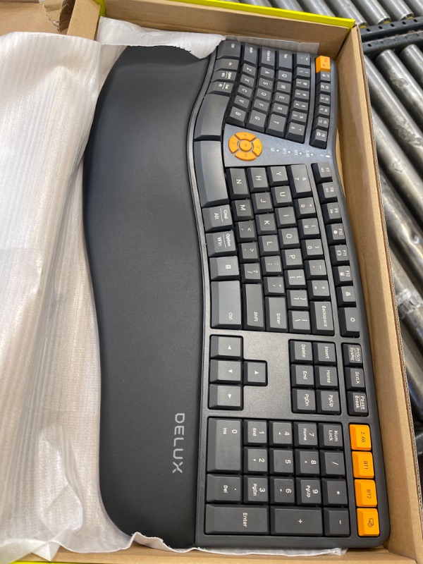 Photo 1 of DeLUX Wireless Ergonomic Keyboard, Ergo Split Keyboard with Palm Rest