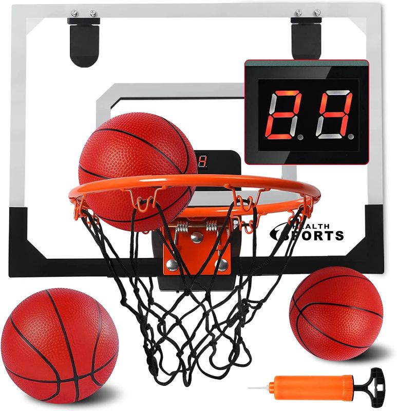 Photo 1 of Indoor Basketball Hoop for Kids Adults, Mini Basketball Hoop for Door with 4 Balls Room Basketball Hoop Over The Door Mini Hoop Basketball Toys for Kids Boys 3 4 5 67 8 9 10 11 12
