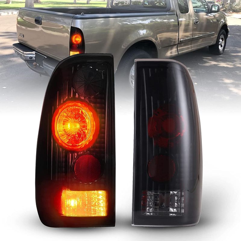 Photo 1 of AUTOWIKI Tail Lights For 1997-2003 Ford F-150 F-250 F-350 Super Duty Tail Lights Styleside Model Pickup Black Smoke Lens Rear Taillights 1 Pair
