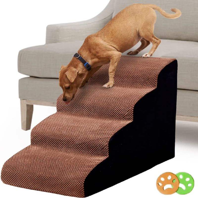 Photo 1 of A.FATI 4 Tiers Dog Stairs for High Beds, 30D High Density Foam Pet Stairs for Dogs, Cats, and Older Pets That Have Joint Pain with Non-Slip Pet Stairs
