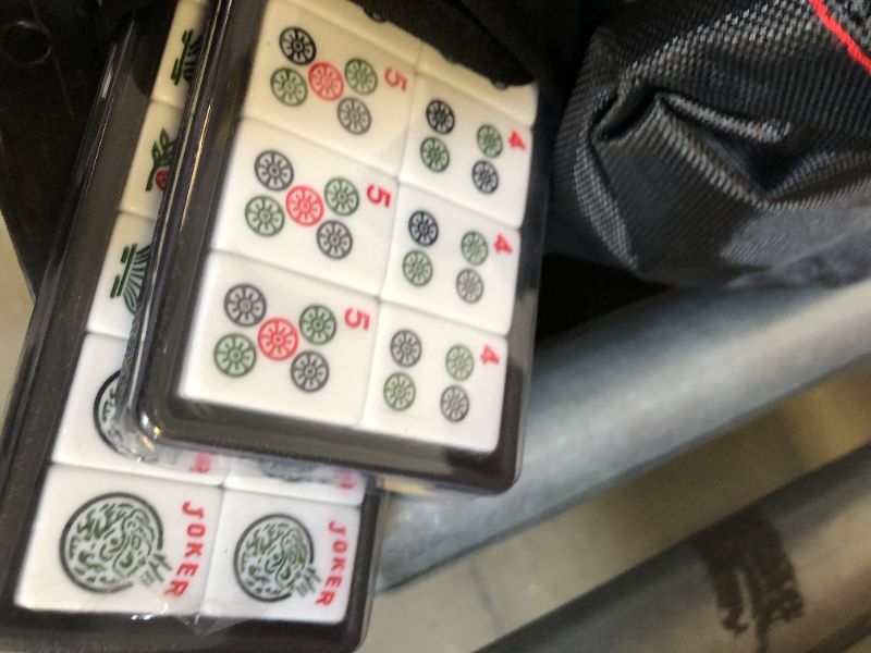 Photo 4 of American Mahjong Set Waterproof Black Nylon Red Stitches Bag 4 Color Pushers / Racks Western Mahjongg Travel Set