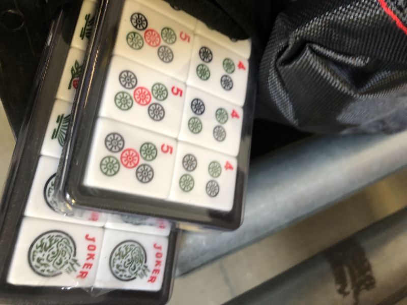 Photo 1 of American Mahjong Set Waterproof Black Nylon Red Stitches Bag 4 Color Pushers / Racks Western Mahjongg Travel Set