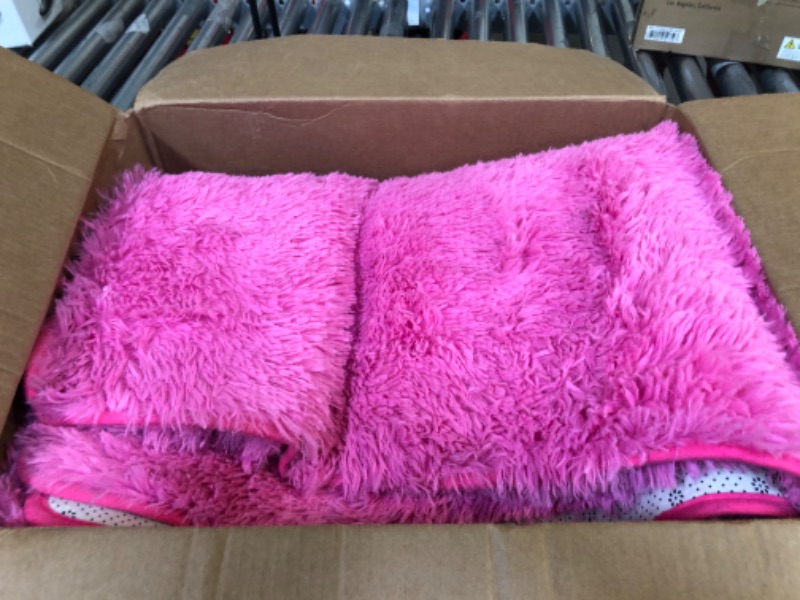 Photo 2 of  Rug Carpets Soft Shaggy Area Rug Indoor Floor Rugs for Kids Room Fuzzy Carpet Comfy Cute Nursery Rug Bedside Rug for Boys Girls Bedroom Living Room Home Decor Mat, 3ft x 5ft, Hot Pink