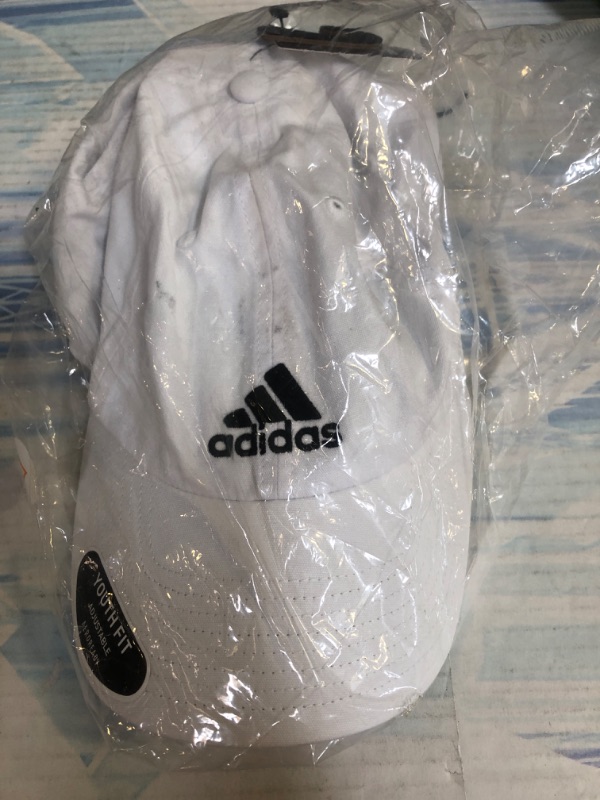 Photo 2 of adidas Kids-Boy's/Girl's Ultimate Washed Cotton Relaxed Adjustable Fit Cap One Size White/Black