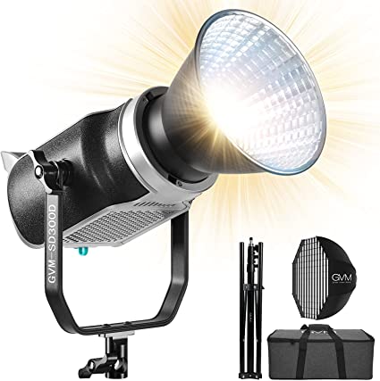Photo 1 of GVM 300W Video Light Kit, Continuous Lighting for Photography with Bowens Mount Softbox&Stand, 2700~7500K,112000Lux@0.5m Studio Light with APP DMX, CRI 97+ Bi-Color 8 Scene Lights for Film Recording