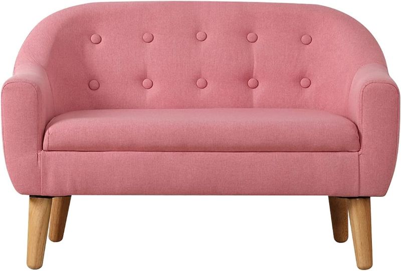Photo 1 of Koopo Kids Sofa,Linen Fabric 2-Seater Upholstered Couch,Perfect for Children Gift(30-Inch) (Pink)
