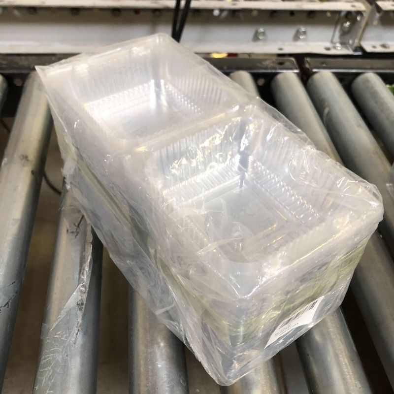 Photo 2 of 100 Pack Clear Plastic Square Hinged Food Container,Disposable Plastic To Go Containers with Clear Lids,Cake Slice Containers Clamshell Takeout Tray for Pastry,Salad,Dessert(5.1"x 4.7"x 2.8")