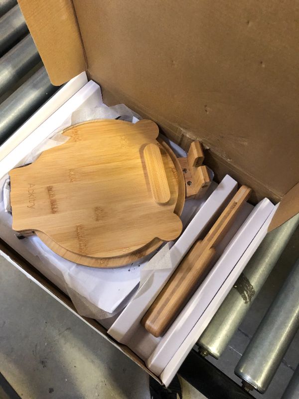 Photo 2 of Ackitry Rotatable Tortilla Press 10 Inch, Bamboo Tortilla Press Maker with 100 PCS Parchment Paper for Homemade Mexican Tortillera, Roti, Chapati, Taco, Pataconera, Burritos and Dough Press