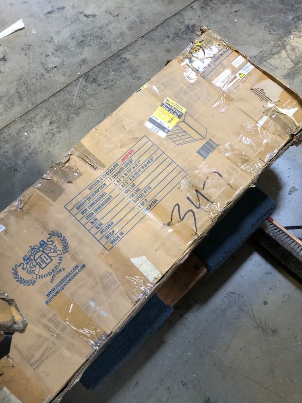 Photo 1 of Hodedah 7 Drawer Jumbo Chest, Five Large Drawers, Two Smaller Drawers with Two Lock, Hanging Rod, and Three Shelves | Chocolate BOX 1 OF 2 ONLY