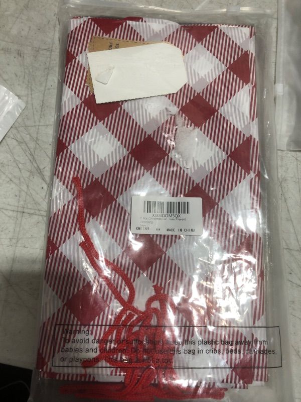 Photo 1 of 6 Pcs Large Christmas Gift Bags Buffalo Plaid Jumbo Gift Bags Christmas Red and Black Giant Gift Bags with Tag Large Plastic Gift Bags for Gifts Present Bag for Gifts, 36'' x 56'', 36'' x 44''