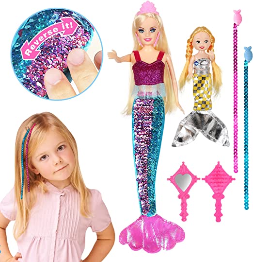 Photo 1 of BETTINA Reversible Princess Mermaid Doll & Little Mermaid Gift Pack with Doll Accessories, Mermaid Toys with Color Changeable Tail, Princess Mermaid Gifts for Girls 3+ 