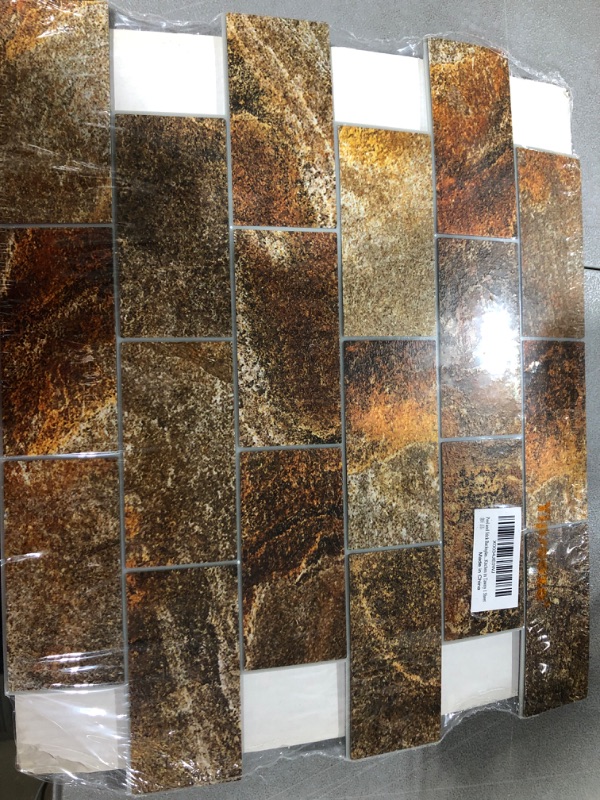 Photo 2 of Yipscazo Peel and Stick Backsplash, Stick on Backsplash PVC Wall Tiles for Kitchen in Rusty Stone Subway Tiles (11.81''x11.81'', Sample Sheet? 1 Rusty Stone