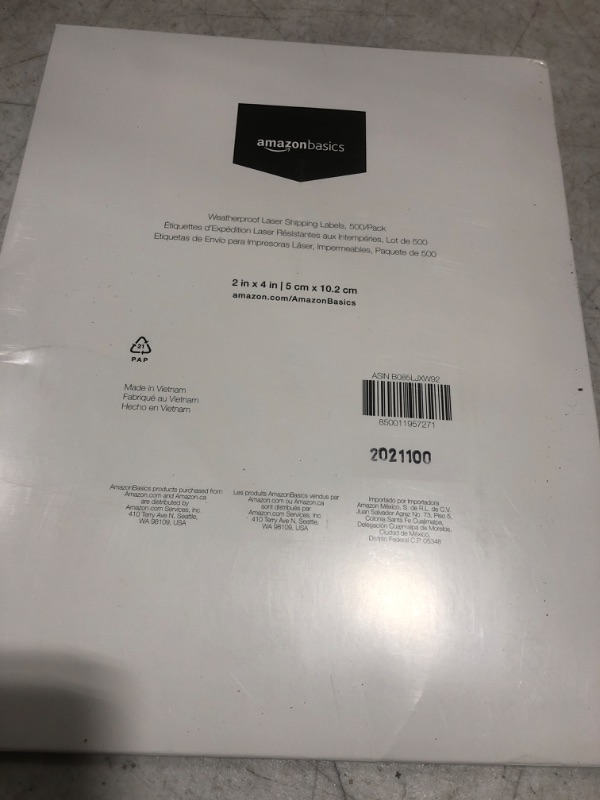 Photo 3 of Amazon Basics Weatherproof Laser Shipping Labels, 2" x 4", 500/Pack
