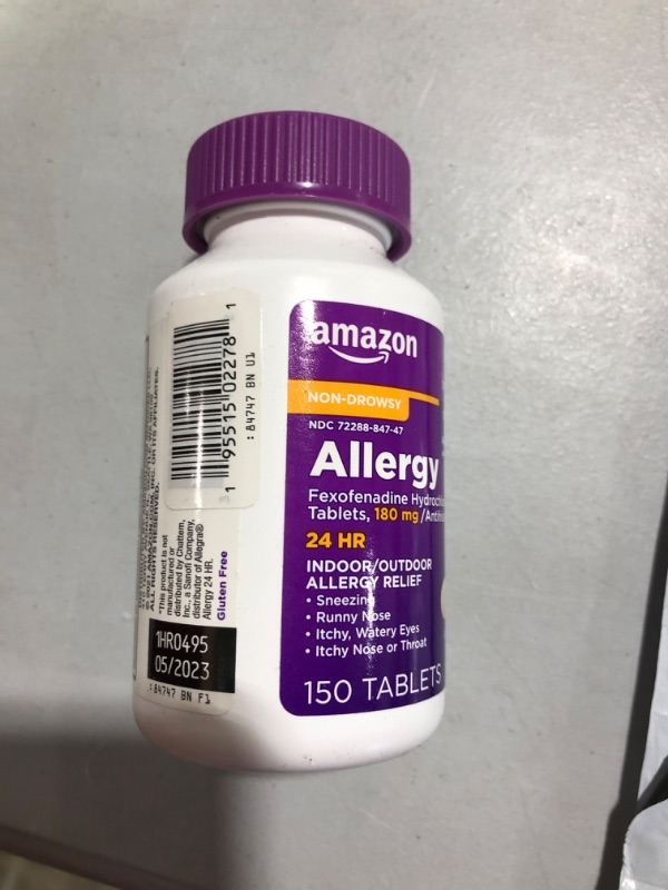Photo 2 of Amazon Basic Care Fexofenadine Hydrochloride Tablets, 180 mg, 150 Count, Pink 150 Count (Pack of 1) BB 5/2023