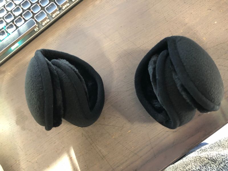 Photo 3 of Ear Muffs For Winter Men Women, Fleece Ear Warmers Winter Warm Earmuffs For Cold Winters Adjustable Black 2