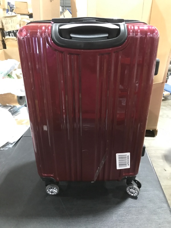 Photo 2 of Coolife Luggage Expandable(only 28") Suitcase PC+ABS Spinner 20in 24in 28in Carry on (wine wind new, M(24in)) wine wind new M(24in). DENTED/SCRATCHES. PRIOR USE. 