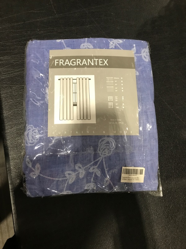 Photo 1 of Fragrantex Sheer Curtains 84 Inch Length 2 Panels Royal Blue and White Botanical Leaf Window Panels for Bedroom Cotton Blend Soft Fabric Farmhouse Floral Curtain Jean Blue,Rod Pocket 54" Wx84 L 54"W x 84"L|2panels Jean Blue